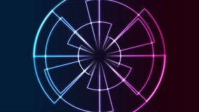 Glowing blue purple neon gear abstract futuristic technology motion background. Seamless looping. Video animation Ultra HD 4K 3840x2160