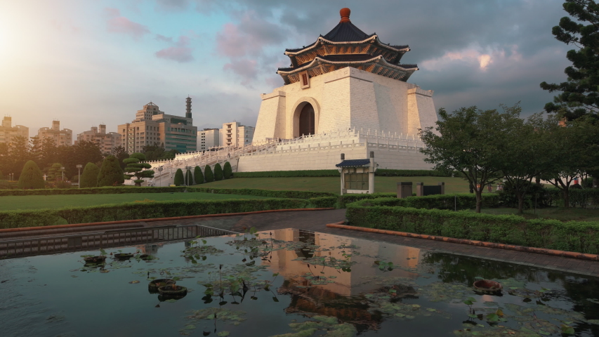 Sunset of Chiang Kai Shek (CKS) memorial park in Taipei City