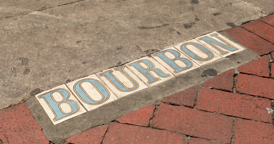 Bourbon Street road sign in the French Quarter New Orleans Louisiana USA