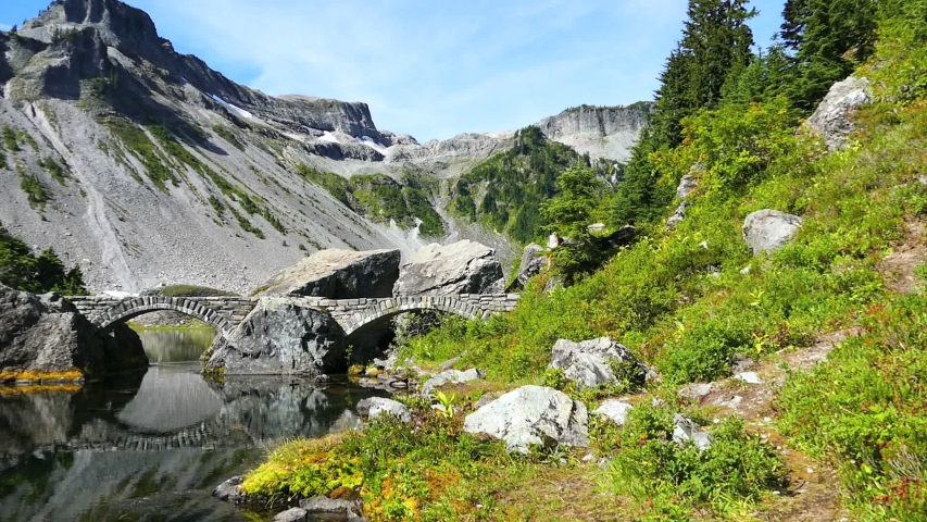 A cute 13 year old Asian teenage girl enjoys hiking near Mount Baker in the beautiful Pacific Northwest on a gorgeous summer day!