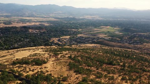 Aerial view of the Rogue Valley in Southern Oregon as seen from Roxy Ann Peak