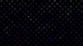 Moving polka dot pattern. Psychedelic animated abstract shapes on black background. Looping footage.