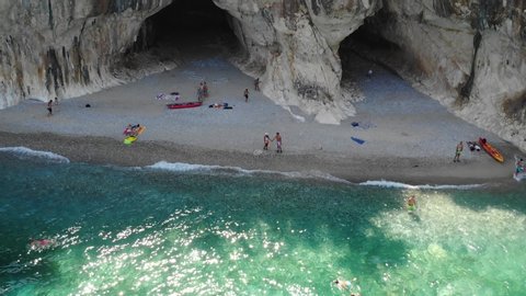 Sardinia Cala Gonone , a bussy day at the beach of Cala Luna beach