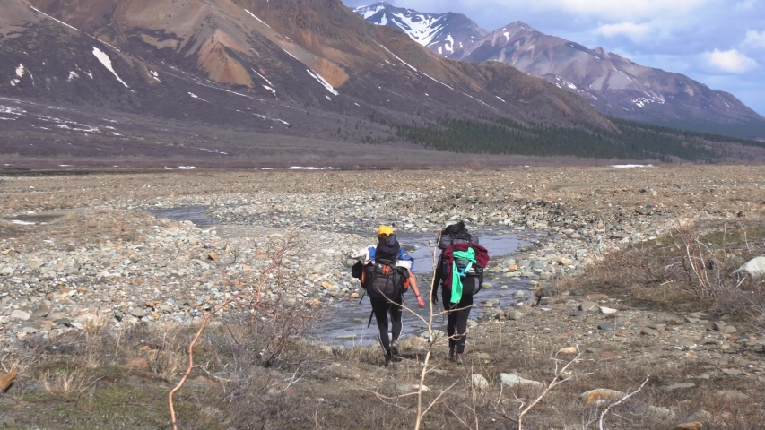 Two backpackers in Denali National Park, Alaska, USA