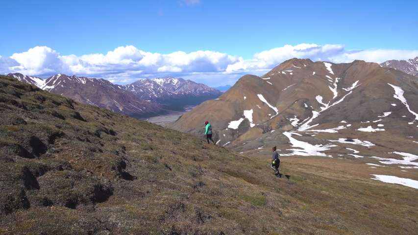 Two backpackers in Denali National Park, Alaska, USA