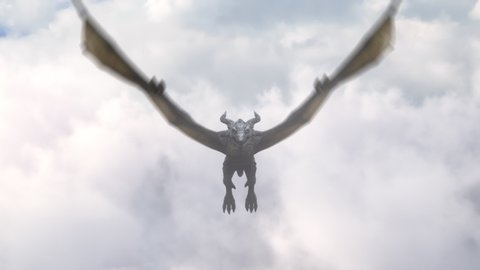 Realistic Dragon flying in the sky. Production Quality footage in 4k resolution, ProRes HQ codec 25 FPS.
