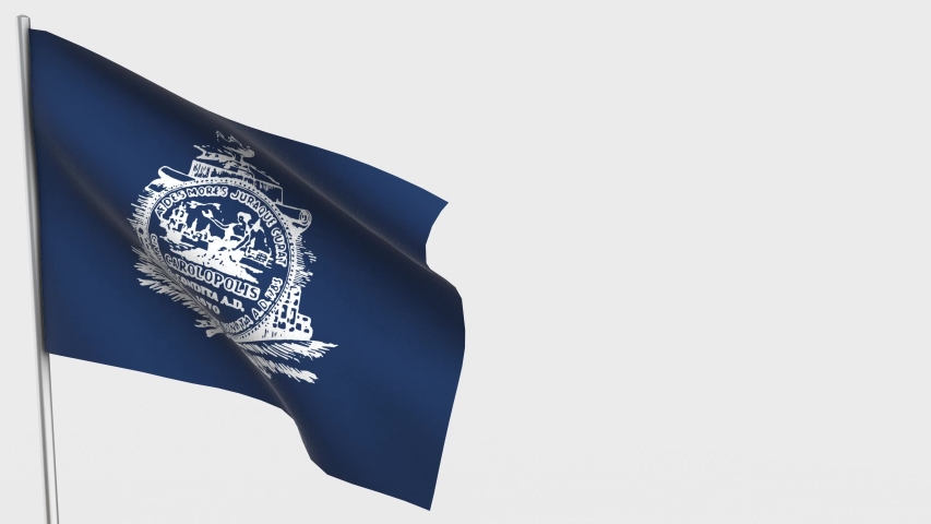 Charleston waving flag animation on Flagpole. Perfect for background with space on the right side.