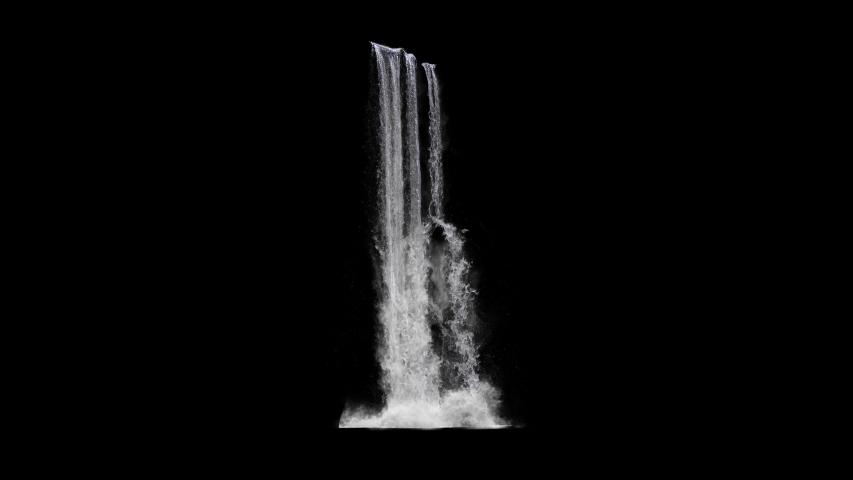 waterfall texture seamless loop, 4k, isolated on black with alpha, foam and mist, looped Royalty-Free Stock Footage #1036920059