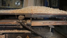 Private sawmill. A small wood processing workshop. The joiner passes the board through the jointer. The video contains sound.
