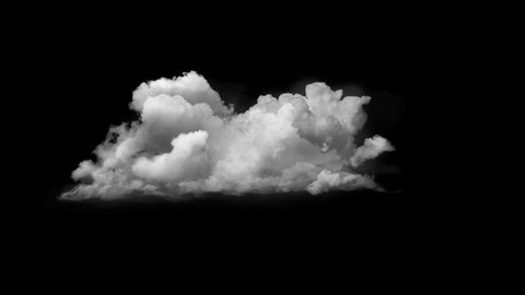 4K Cloud Footage Ready to use in your Composition, 3D Puffy fluffy white sky cloud, isolated realistic Cloud on black background