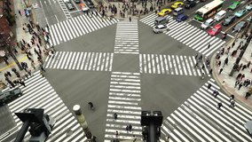 Footage of busy intersection in Ginza, Tokyo, Japan.