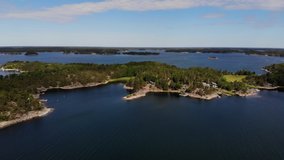 Drone shot moving into the archipelago