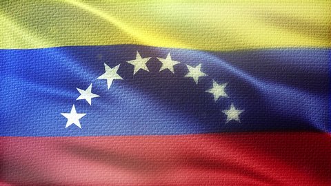 Venezuela flag seamless loop. Beautiful detailed texture fabric waving in the wind.