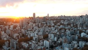 The sunset moment video footage was captured by drone camera. It's a great tourist attraction. A very nice view of Buenos Aires, Argentina.
