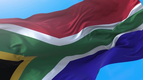 South Africa flag video waving in wind 4K. Realistic south african background. Afican background looping 3840x2160 px.