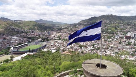 Honduras Flag on Tegucigalpa city