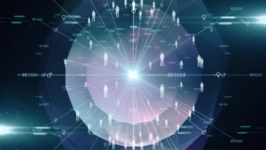 World population animation of people connected via lines - 3D animation render Royalty-Free Stock Footage #1036993406