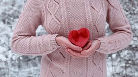 Female hands holding a gift box shaped of heart. The Valentines day and Christmas theme - Powered by Shutterstock - Get 15% off with code: PIKWIZARD15