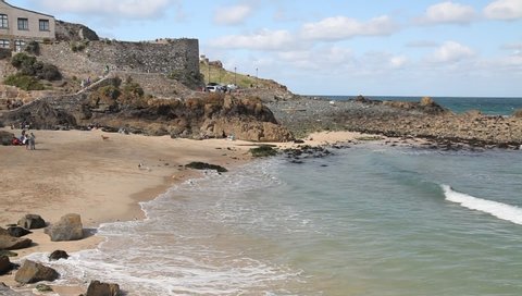 Saint Ives, Cornwall / England - 09/05/2019: Bamaluz Beach on beau