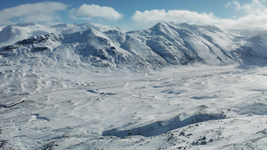 Beautiful mountain winter landscape near Akureyri, Iceland.
