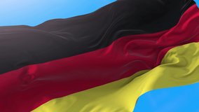 Germany flag video waving in wind 4K. Realistic Deutsch or Deutsche  background. Germanic background looping 3840x2160 px.