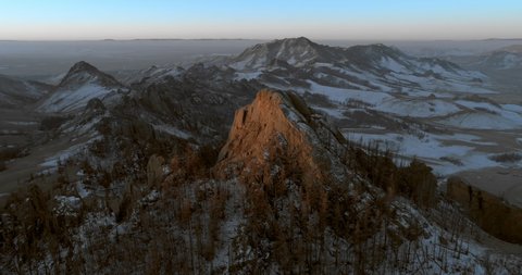 Aerial Drone Moving Around Rocky Mountain Stock Footage Video (100% ...