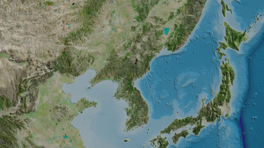 Hamgy?ng-bukto - province of North Korea with its capital zoomed on the satellite map of the globe