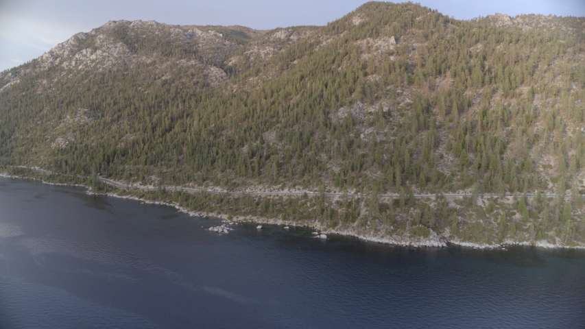 Tahoe Lake Aerial Shot, Sand Beach Lake Tahoe, NV - 8.28.2019, ProRes 422HQ 29.97fps