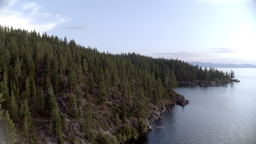 Tahoe Lake Aerial Shot, Sand Beach Lake Tahoe, NV - 8.28.2019, ProRes 422HQ 29.97fps