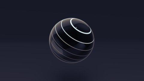 Big striped sphere. Abstract 3d animation. Minimal motion design. : vidéo de stock