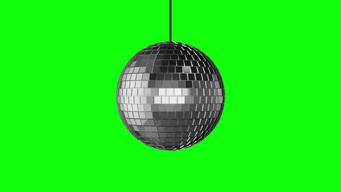Green screen chroma key mirror ball, concept of night club, disco music ,dance and party. retro vintage 3d model. 4k animation.