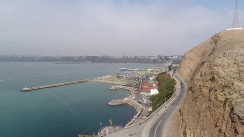 Lima, Peru, Coastline Aerial with the City