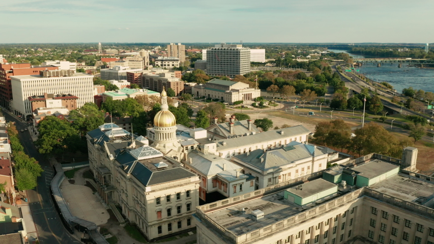 Waterfront Section Trenton New Jersey Delaware River and Capital Statehouse