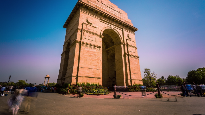 India Gate in New Delhi time lapse tilt Royalty-Free Stock Footage #1037114879