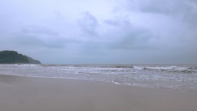 Kung Wiman beach during windy day at Chanthaburi, Thailand - Footage Video