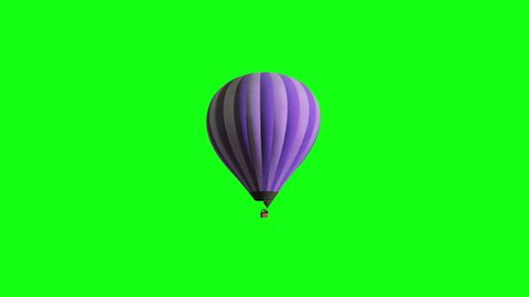 Hot Air Balloon Isolated on Green Screen