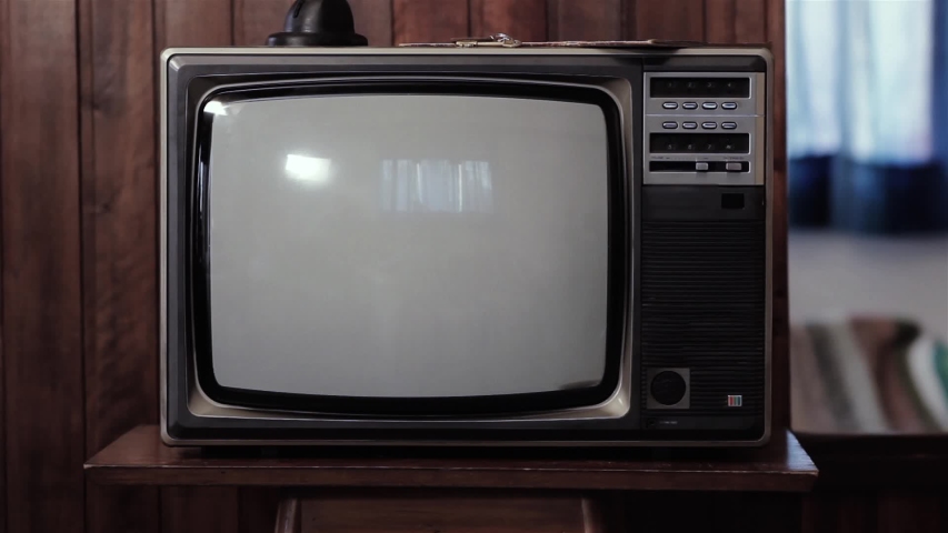 Apollo 11 Rocket Launch in an Old Vintage TV. Blue Dark Tone. Elements of this Video Furnished by NASA.  | Shutterstock HD Video #1037144120