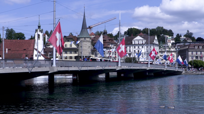 Swiss bridge in downtown Lucerne