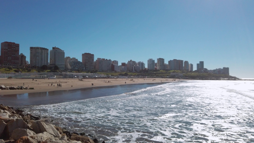 Famous Playa Grande Beach in Mar del Plata, Buenos Aires Province, Argentina