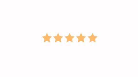 Rating Five Stars flat icon animation on white background