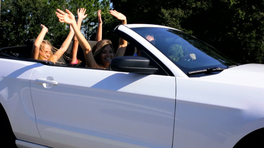 Happy Caucasian Family Pride Achievement Cabriolet Motor Car Fun Vacation Travel | Shutterstock HD Video #10371779