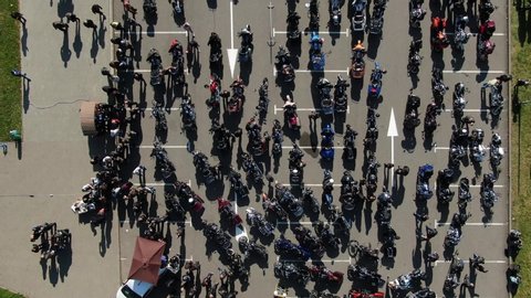 largest number of bikers in Europe. Over 10,000 motorcycles. Drone shot