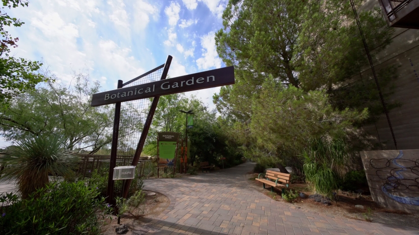 Sign of the Botanical Garden in Springs Preserve, Nevada