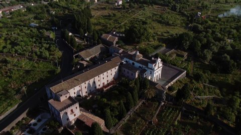 Aerial orbiting view of the hermitage of Sant'Anna in Sicily