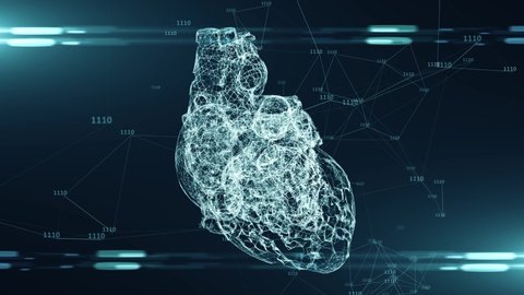 Human Heart medicine organ transplant printing simulation 3D animation