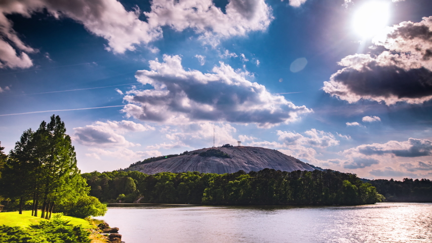 Time Lapse - View of Stone Mountain with Waterfront in Atlanta, Georgia