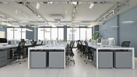 Modern Open Plan Office - 3d Rendering