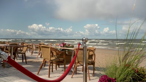 Cafe on the Baltic beach at the end of the season