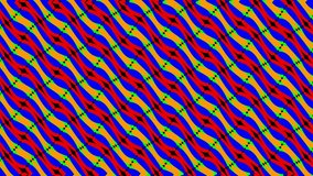 Graphic 2D video pattern with wave effect, which rotates to the left, composed of designs and shapes with multicolored textures, in 16: 9 format.