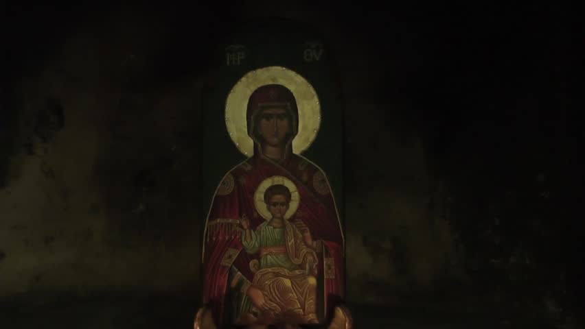 Eastern Orthodox icon of Blessed Virgin Mary with Jesus Christ.